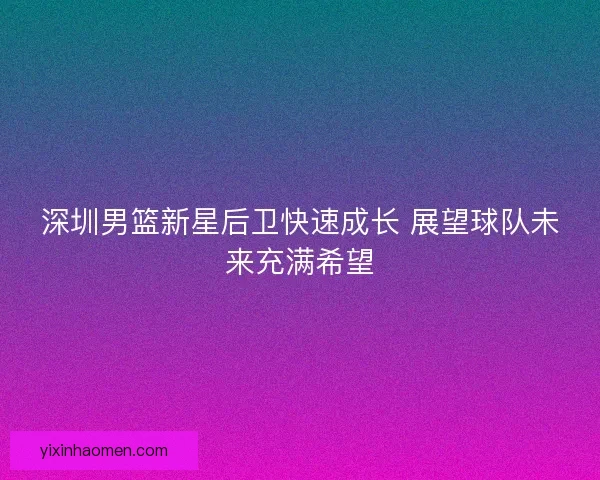 深圳男篮新星后卫快速成长 展望球队未来充满希望 深圳男篮新星后卫快速成长 展望球队未来充满希望