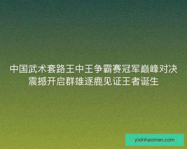中国武术套路王中王争霸赛冠军巅峰对决震撼开启群雄逐鹿见证王者诞生 中国武术套路王中王争霸赛冠军巅峰对决震撼开启群雄逐鹿见证王者诞生