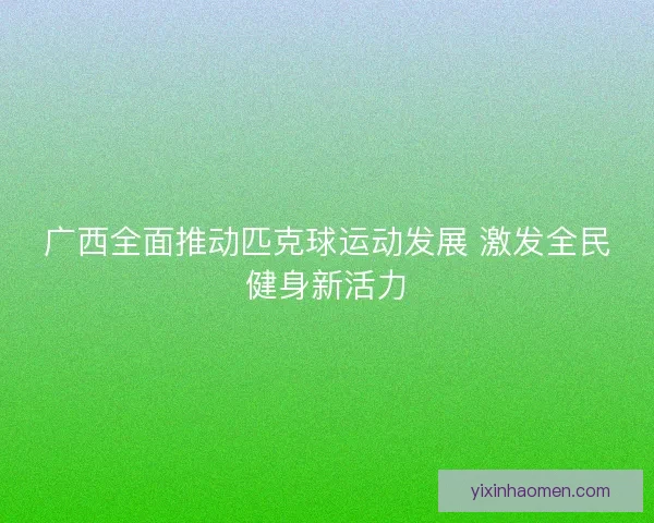 广西全面推动匹克球运动发展 激发全民健身新活力 广西全面推动匹克球运动发展 激发全民健身新活力